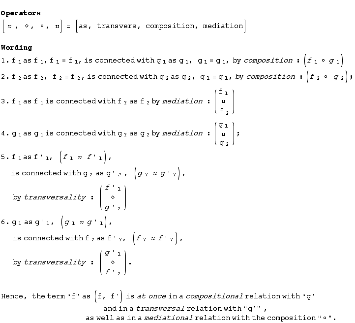 <br /> Operators <br /> [~~ , ◊ , o , ∐] = [as, transvers, composition, mediation] ...                                                                                                  2